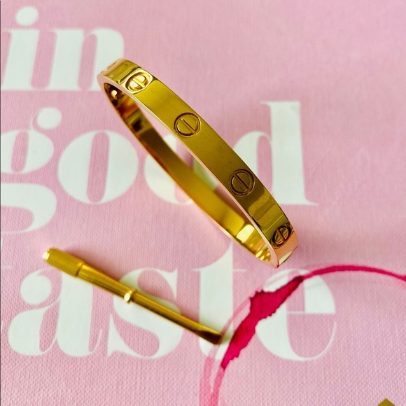 Gold Bracelet with Screwdriver Love Bangle - Picture 2 of 7